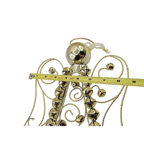 Vintage Angel Decor Set 2 Wire Bells Gold Toned Holiday Decorative Hanging 12x9" - Picture 4 of 9